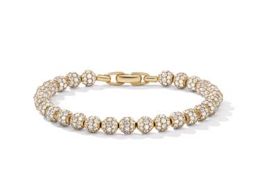 shop spiritual beads bracelet with pavé diamonds and yellow gold.
