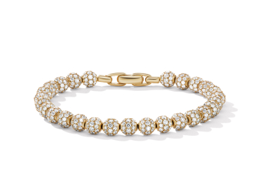 shop spiritual beads bracelet with pavé diamonds and yellow gold.