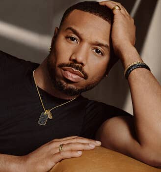Michael B. Jordan wearing Chevron jewelry.
