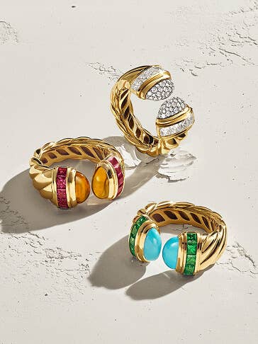 Three David Yurman rings.