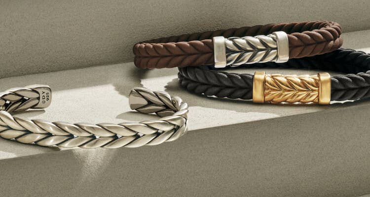 An image of 3 Chevron bracelets in silver and rubber.