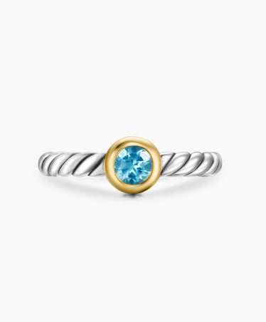 David Yurman Blue Topaz Petite Cable Ring