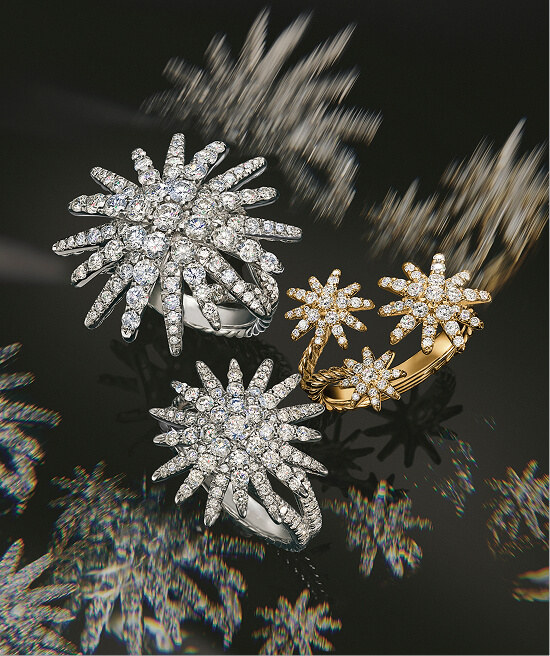 Trois bagues Starburst David Yurman.