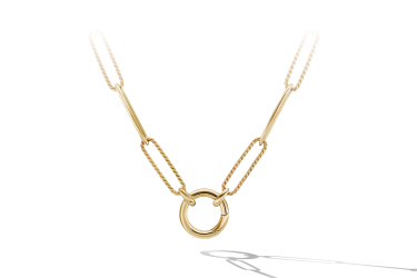 Shop DY Madison elongated chain necklace in 18K yellow gold.