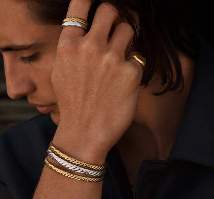 An image of James Turlington wearing David Yurman Sculpted Cable.