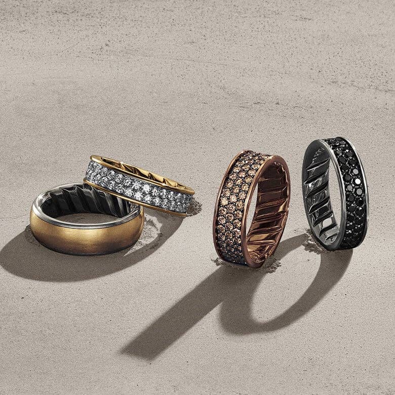 Four Streamline wedding bands.