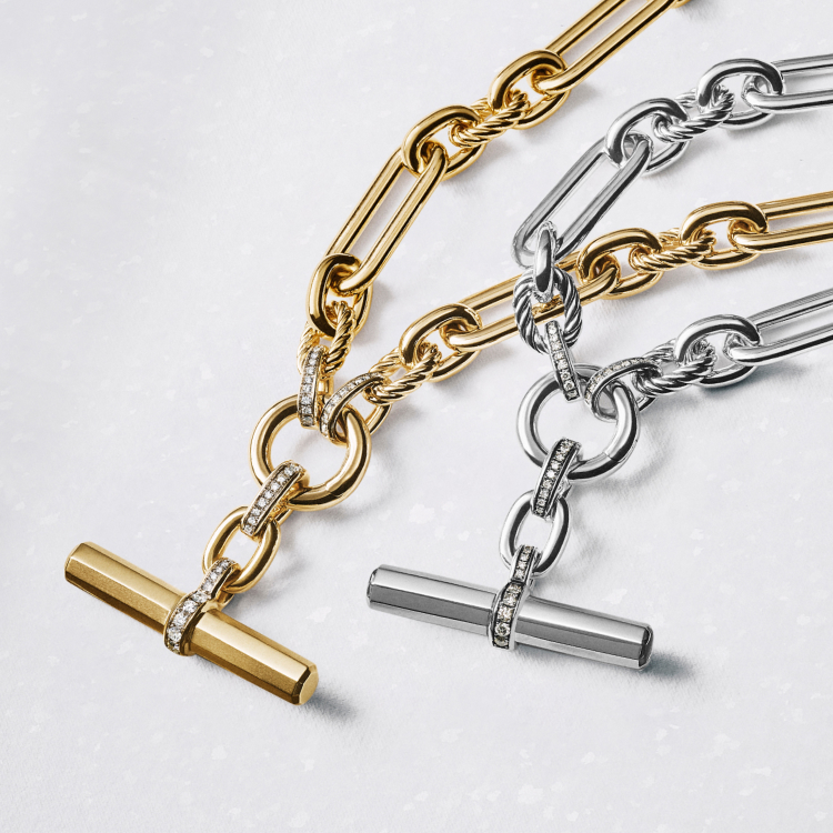 Shop these two Lexington necklace in silver and gold.