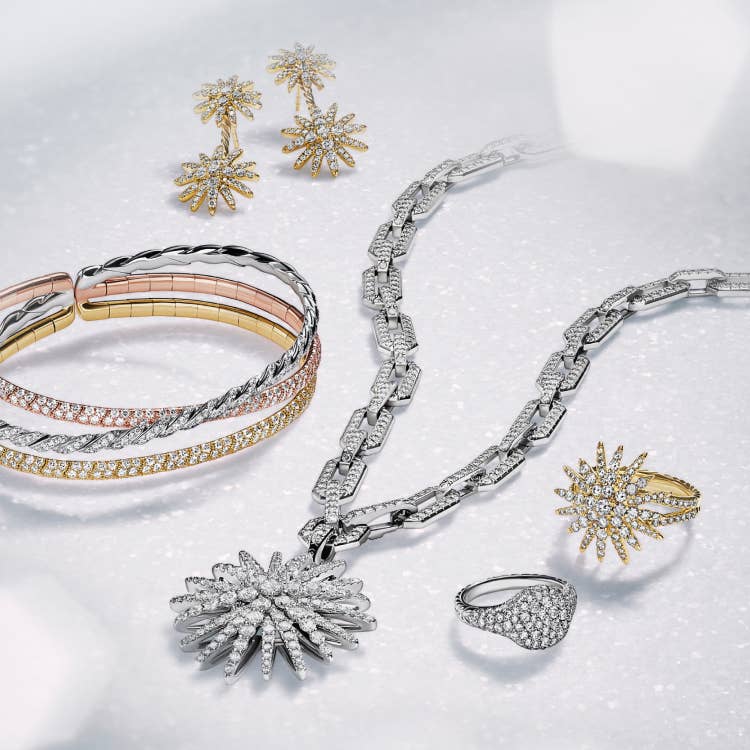 An image of David Yurman Paveflex and Starburst jewelry.