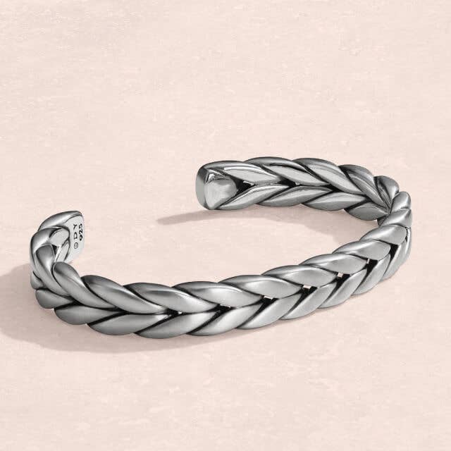 David Yurman Chevron Woven Cuff Bracelet in Sterling Silver.