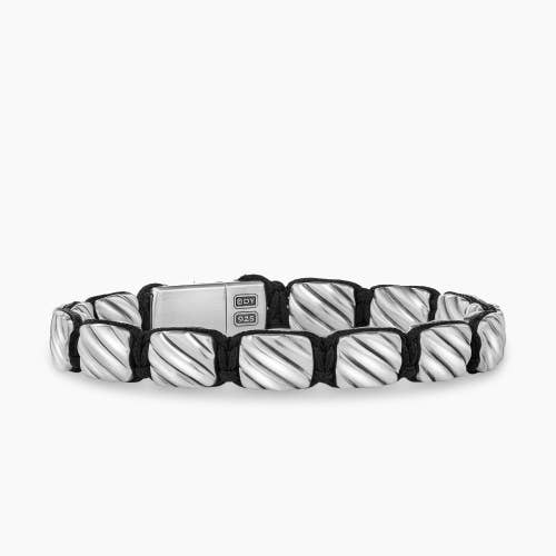 Sculpted Cable Woven Tile Bracelet in Sterling Silver, 8.5mm 
