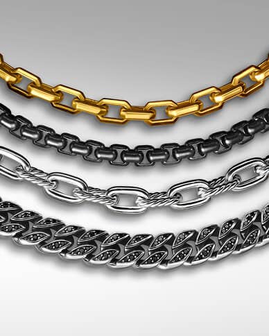 Four David Yurman necklaces for men.