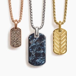 Three David Yurman Tag pendants witha and without stones.