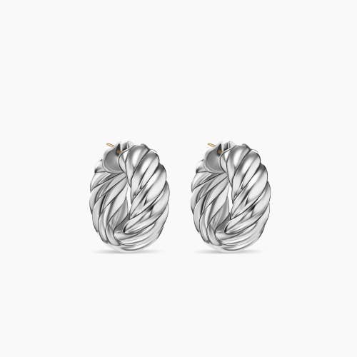 Sculpted Cable Hoop Earrings in Sterling Silver, 25mm