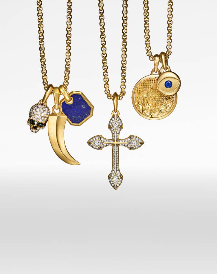 David Yurman amulets and pendants for men.