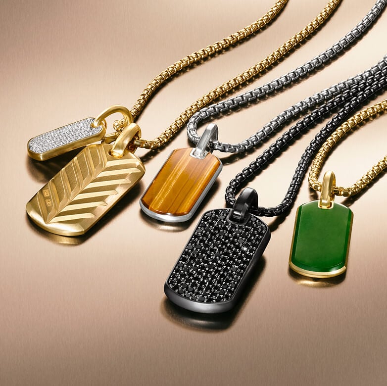 David Yurman Chevron tags on chains.
