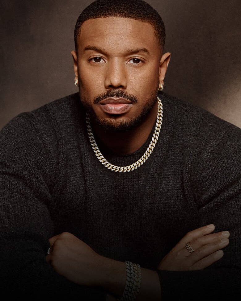 Michael B. Jordan wearing David Yurman Curb Chain Collection.