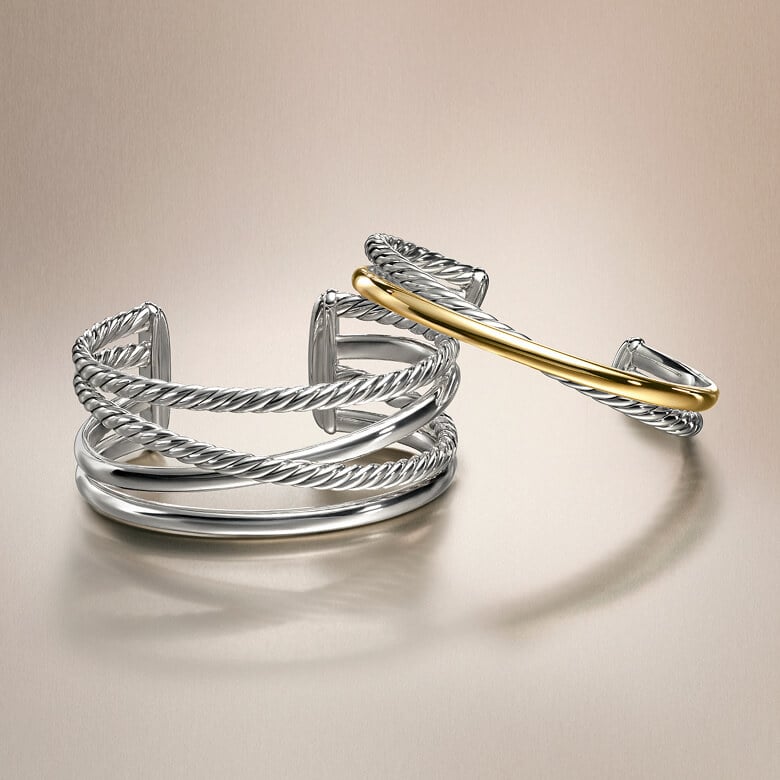 Two David Yurman Crossover bracelets.
