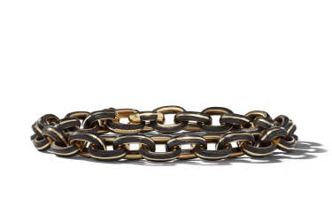 Shop Forged Carbon link bracelet with yellow gold.