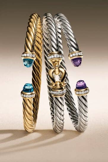 A mix of David Yurman women's bracelets. 