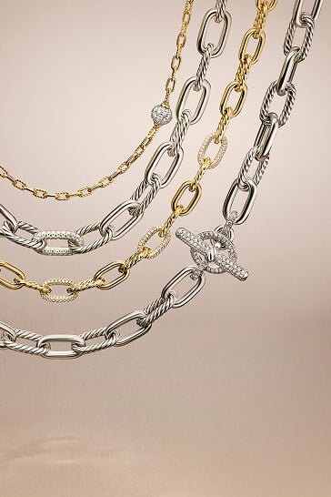 Four David Yurman necklaces for women.