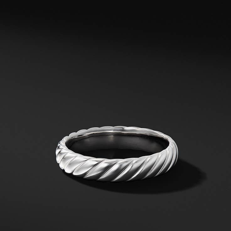 Shop mens cable band ring in white gold.