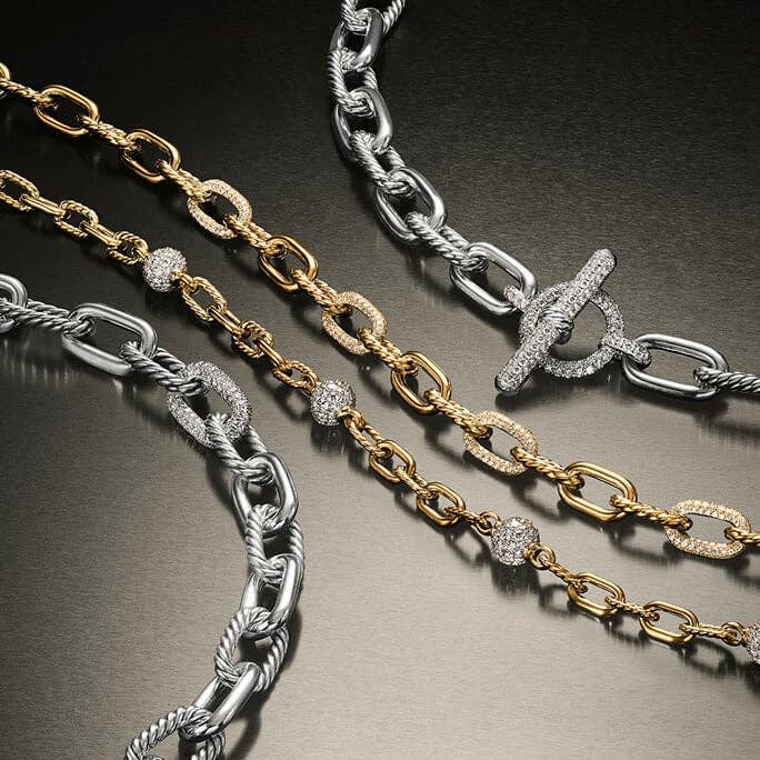 Four David Yurman chain bracelets.