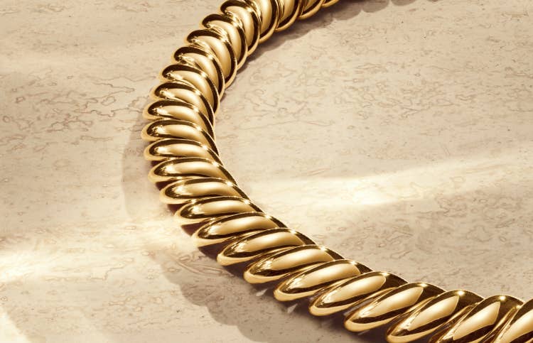 David Yurman Sculpted Cable necklace in yellow gold.