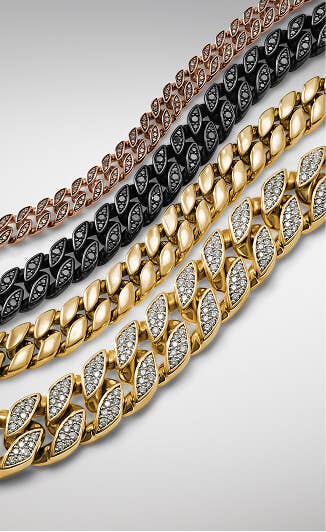 Four David Yurman luxe chains for men.