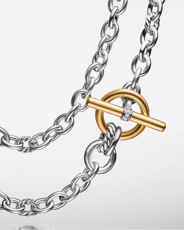 David Yurman Mercer layered necklace in silver and gold