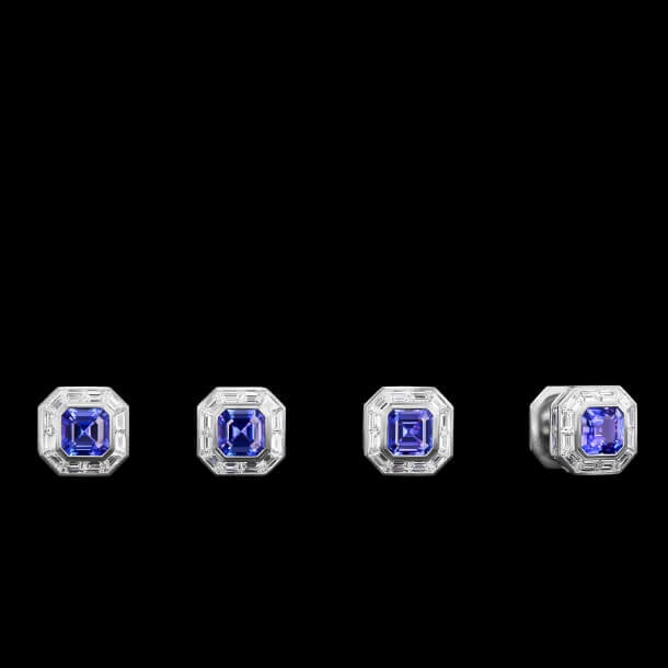 Shop Deco Shirt Studs in Platinum with Tanzanite