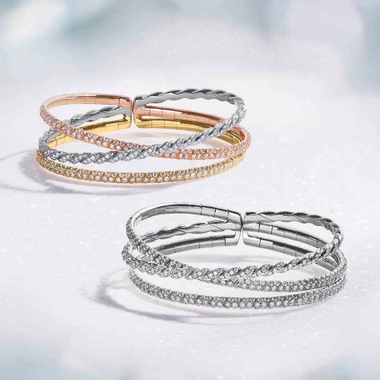 Shop these two Pavéflex bracelets in silver and gold.