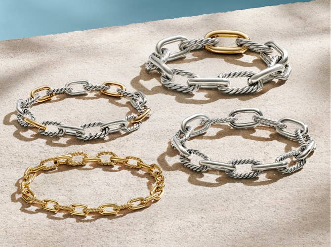 Four DY Madison bracelets. 