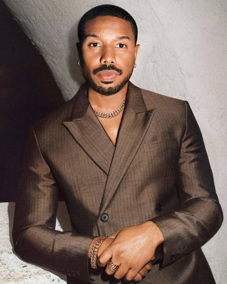 Michael B. Jordan wearing David Yurman Curb Chain jewelry.
