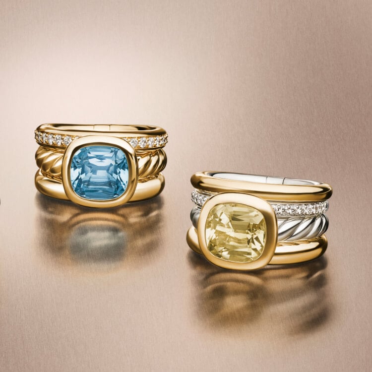 Three David Yurman Mercer rings.