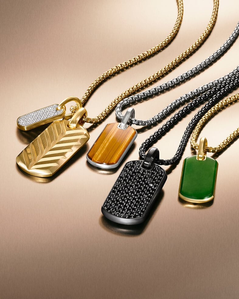 David Yurman Chevron tags on chains.