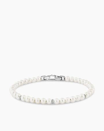 Bracelet Bijoux perles spirituelles en argent massif avec perles, 4 mm