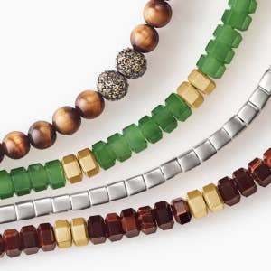 Four styles of David Yurman Men's Beaded Bracelets.