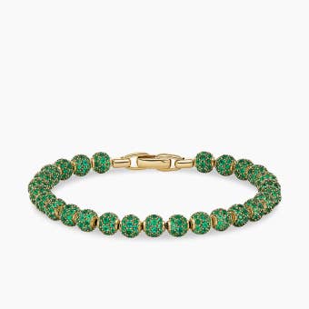 Spiritual Beads Bracelet in 18K Yellow Gold with Pavé, 6mm