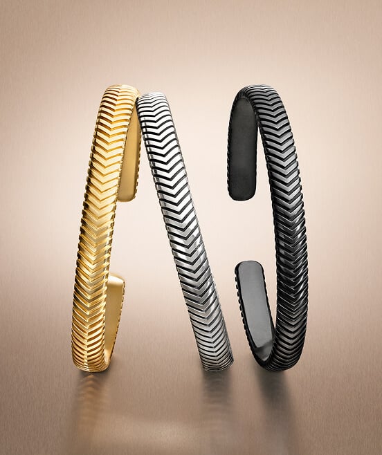 Three David Yurman Chevron cuffs.