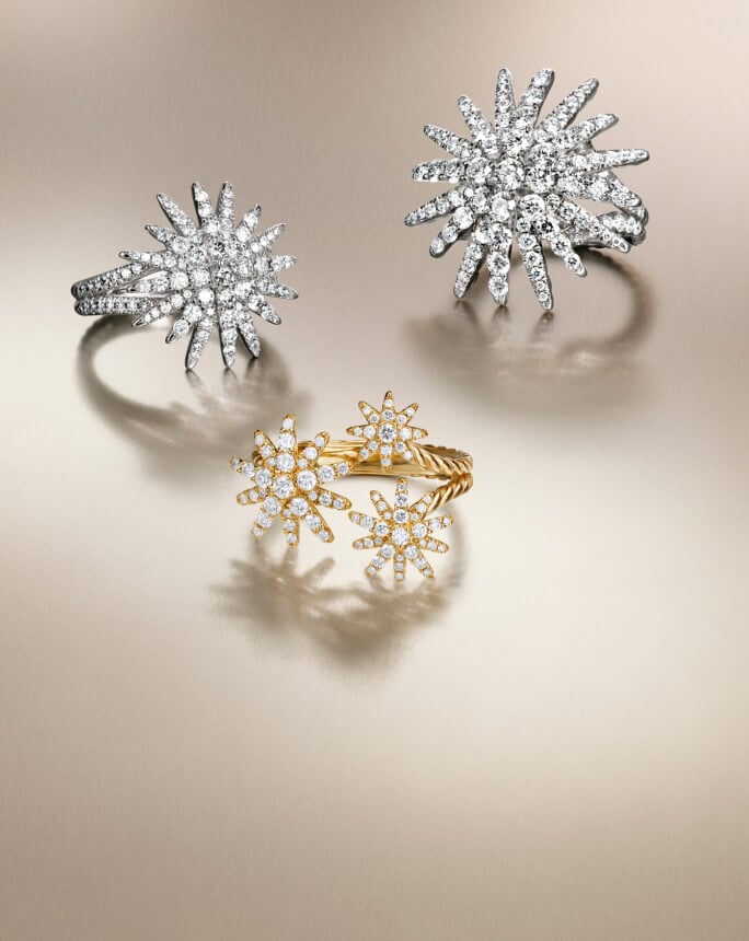 Three David Yurman Starburst rings.