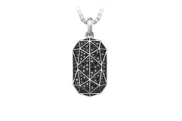 shop faceted amulet in silver with black diamonds.