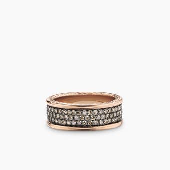 Streamline Three Row Band Ring in 18K Rose Gold, 8.5mm