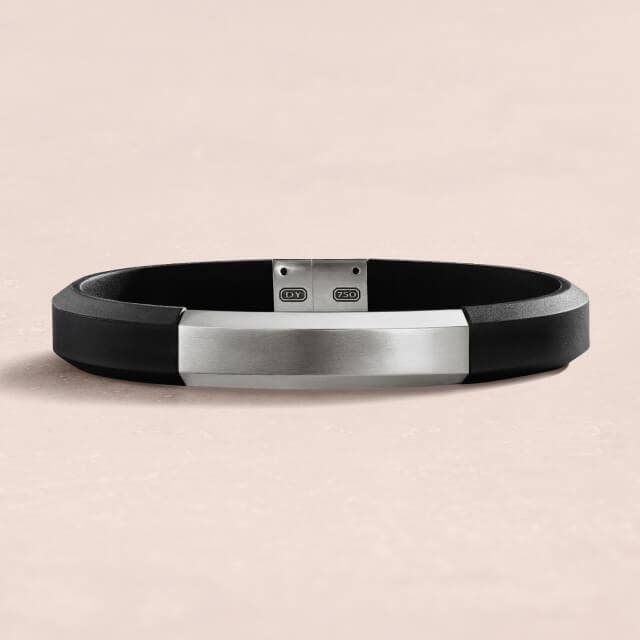 Streamline ID Rubber Bracelet with Sterling Silver, 10mm.