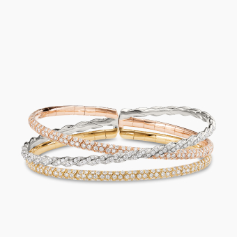 Pavéflex Three Row Bracelet in 18K Gold, 21mm