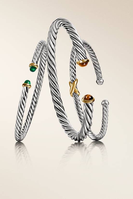 Three David Yurman Cable Cuff Bracelets. 