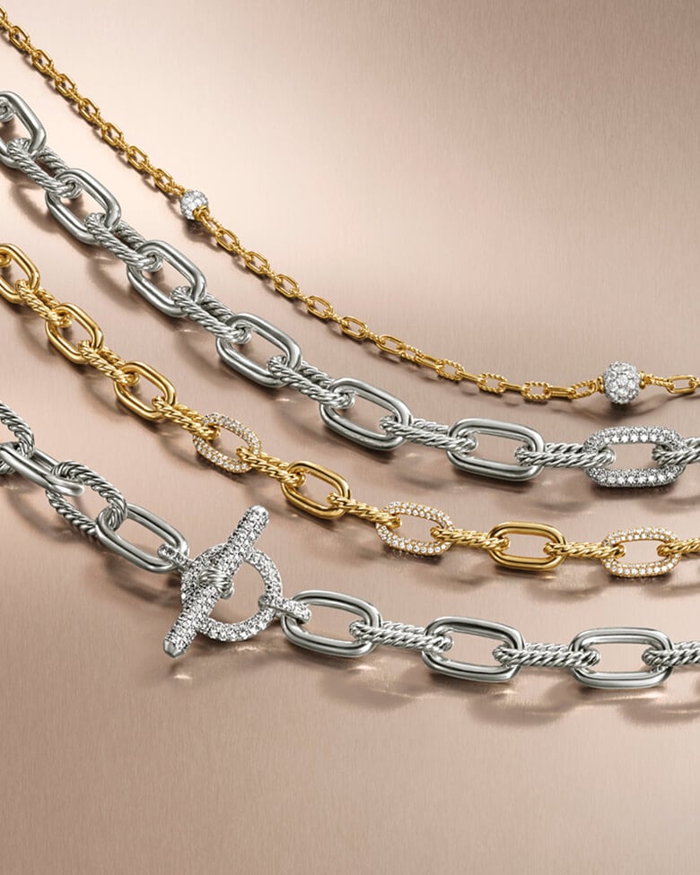 Four David Yurman Madison necklaces.