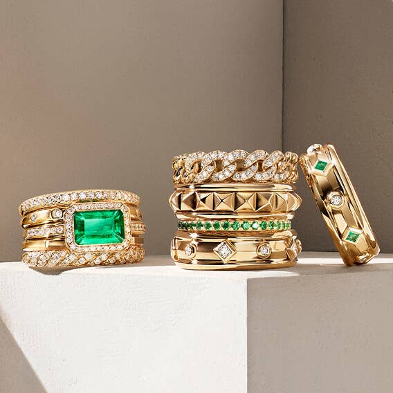 David Yurman rings in gold.