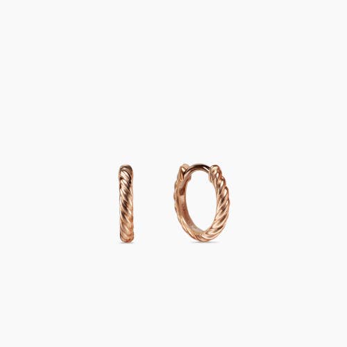 Sculpted Cable Micro Huggie Hoop Earrings in 18K Rose Gold, 10.7mm