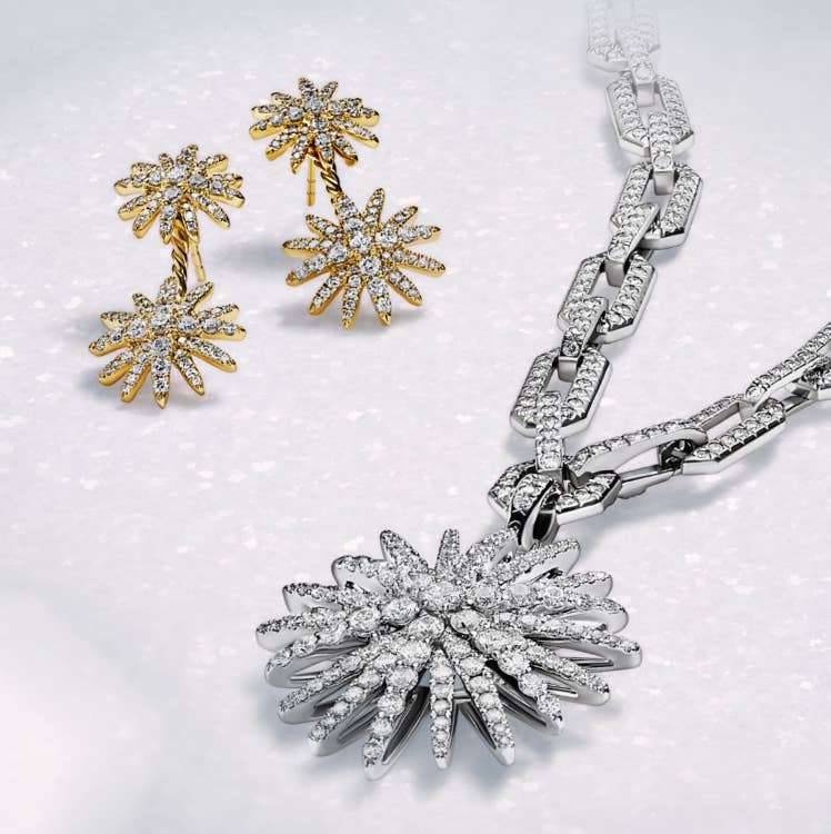 An image of David Yurman Starburst necklace and earrings.