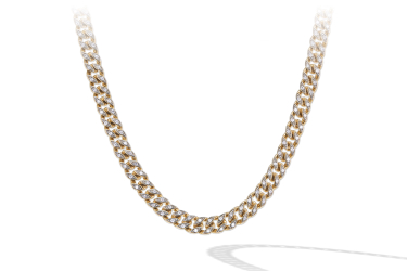 shop curb chain necklace in 18k yellow gold with diamonds.